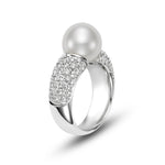 Load image into Gallery viewer, WHITE SOUTH SEA PEARL RING WITH DIAMOND PAVE
