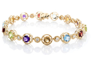 Diamond & Semi-Precious Gemstones Bracelet, 7.5" - Isaac Westman