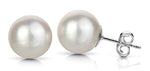 Load image into Gallery viewer, 14k Gold white round Japanese Akoya Pearl stud earrings
