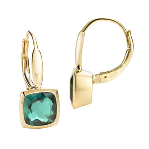 14K Yellow Gold Bezel Set Emerald Earrings - Isaac Westman - 4