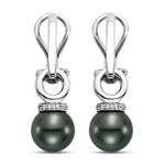 Load image into Gallery viewer, 9 - 10mm Black Tahitian Pearl Earrings with 0.15 CTTW Diamonds - Isaac Westman - 1
