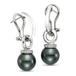 Load image into Gallery viewer, 9 - 10mm Black Tahitian Pearl Earrings with 0.15 CTTW Diamonds - Isaac Westman - 2
