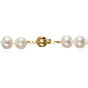 8.5 - 9.5mm Cultured White Freshwater Pearl Necklace, 18", AAA High Luster, 14K Yellow Gold - Isaac Westman - 4