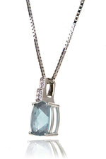 Load image into Gallery viewer, 14K White Gold Aquamarine Pendant With Diamonds - Isaac Westman - 2

