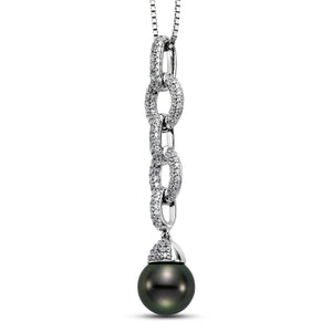 Black Tahitian Pearl & Diamond Pendant - Isaac Westman - 3
