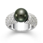 Load image into Gallery viewer, 14K White Gold Black Tahitian Pearl and Pave Diamond Ring - Isaac Westman - 1

