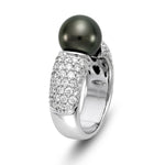 Load image into Gallery viewer, 14K White Gold Black Tahitian Pearl and Pave Diamond Ring - Isaac Westman - 2

