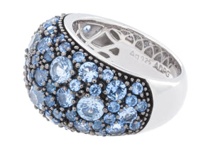 Rhodium Plated 925 Sterling Silver Fashion Ring With Blue Spinel Stones - Isaac Westman - 2