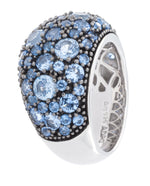 Load image into Gallery viewer, Rhodium Plated 925 Sterling Silver Fashion Ring With Blue Spinel Stones - Isaac Westman - 3
