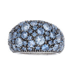 Load image into Gallery viewer, Rhodium Plated 925 Sterling Silver Fashion Ring With Blue Spinel Stones
