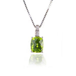 Load image into Gallery viewer, 14K White Gold Peridot Pendant With Diamonds
