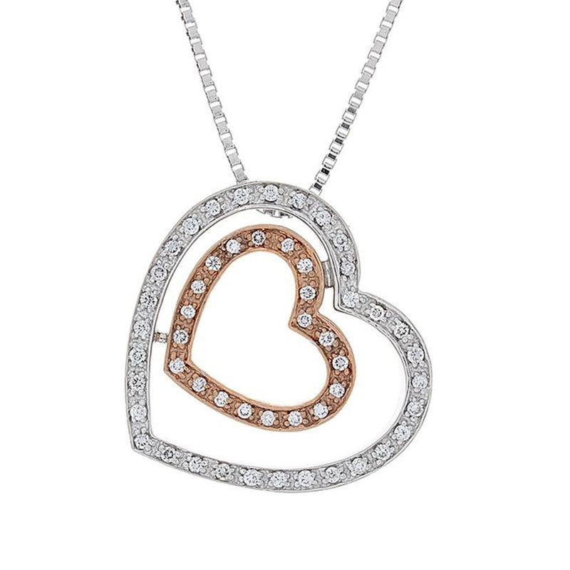 Two Tone Double Heart Pendant ISAAC WESTMAN